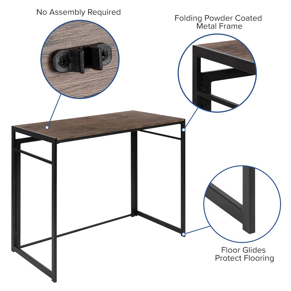 Rustic Home Office Folding Computer Desk - 40". Picture 5