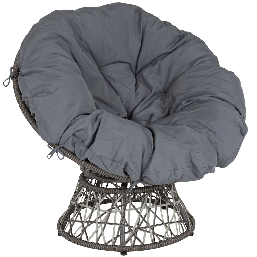 Swivel Patio Chair with Dark Gray Cushion. Picture 1