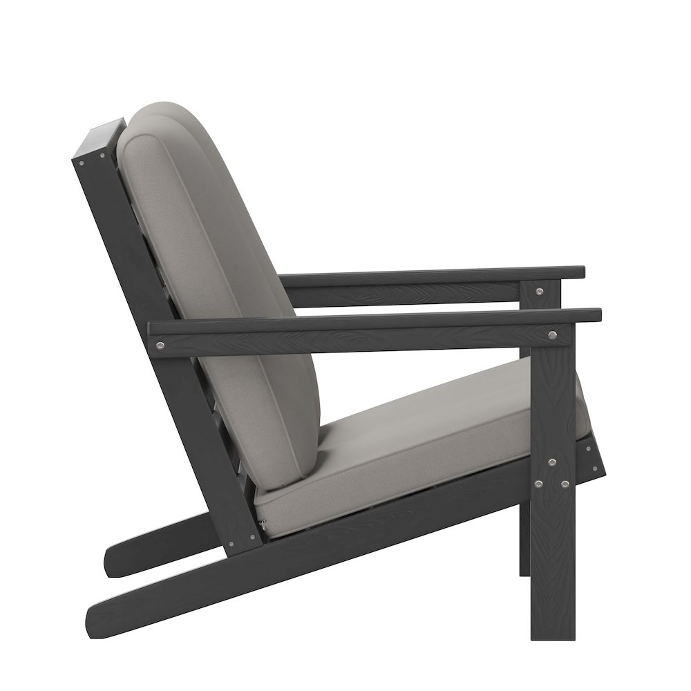Adirondack Style Deep Seat Patio Loveseat with Cushions, Black/Charcoal. Picture 10