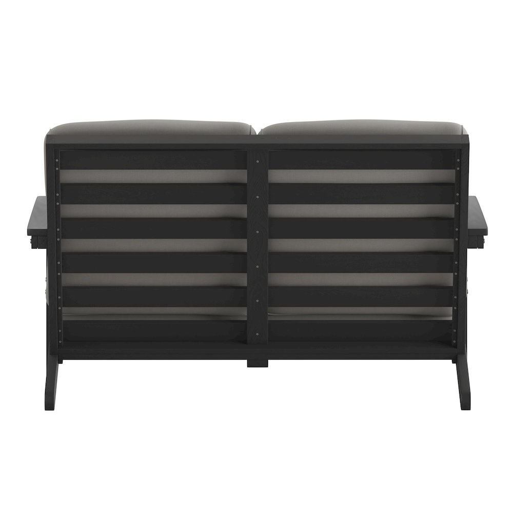Adirondack Style Deep Seat Patio Loveseat with Cushions, Black/Charcoal. Picture 8