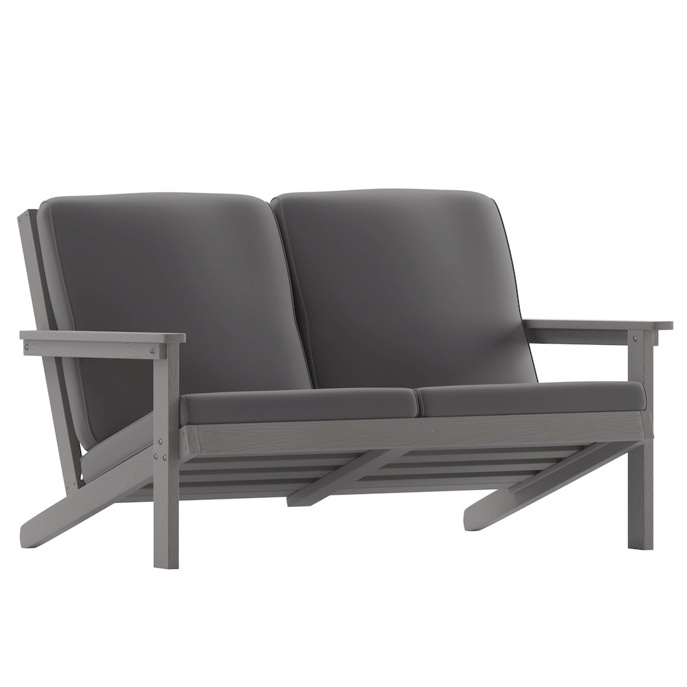 Adirondack Style Deep Seat Patio Loveseat with Cushions, Gray/Gray. Picture 1