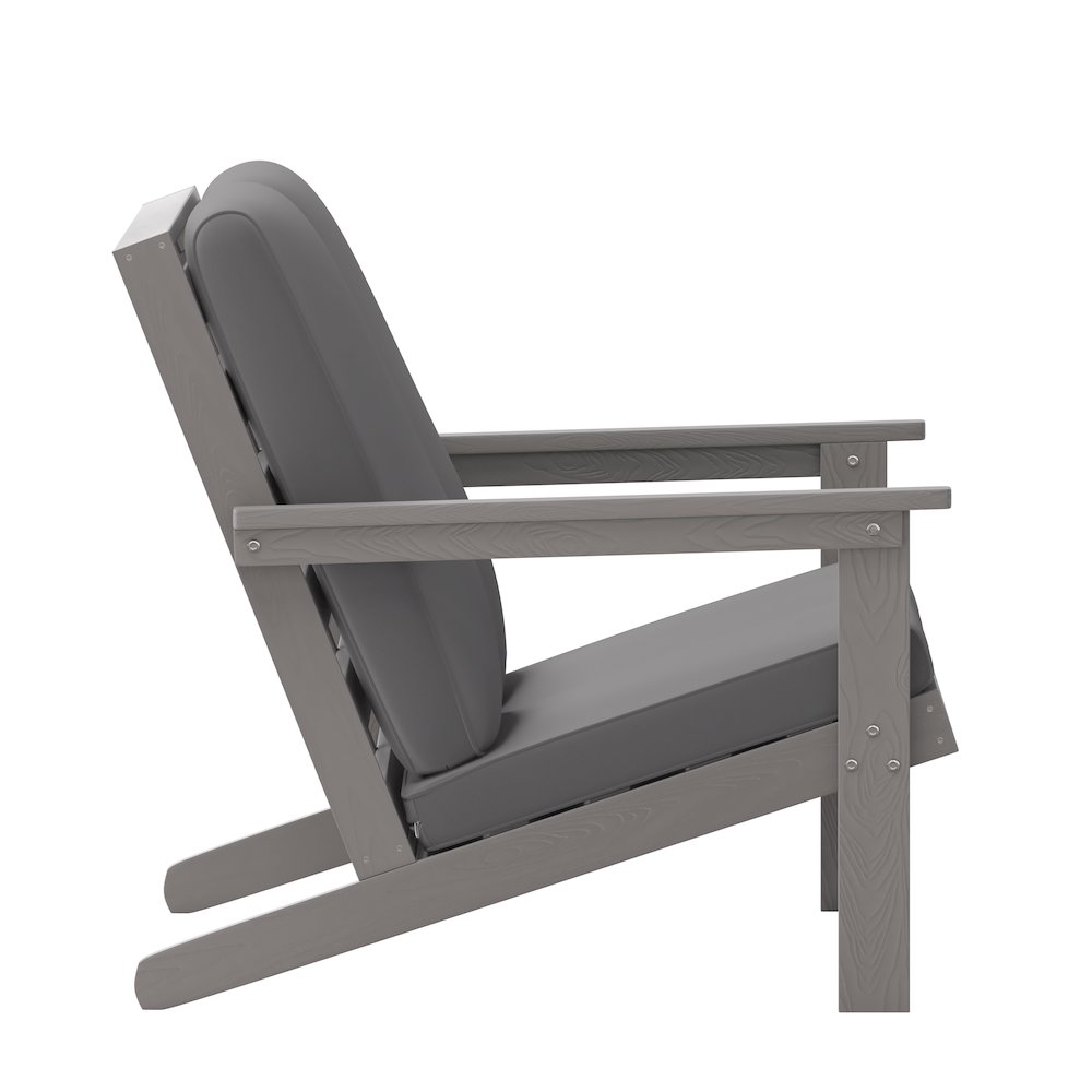 Adirondack Style Deep Seat Patio Loveseat with Cushions, Gray/Gray. Picture 10