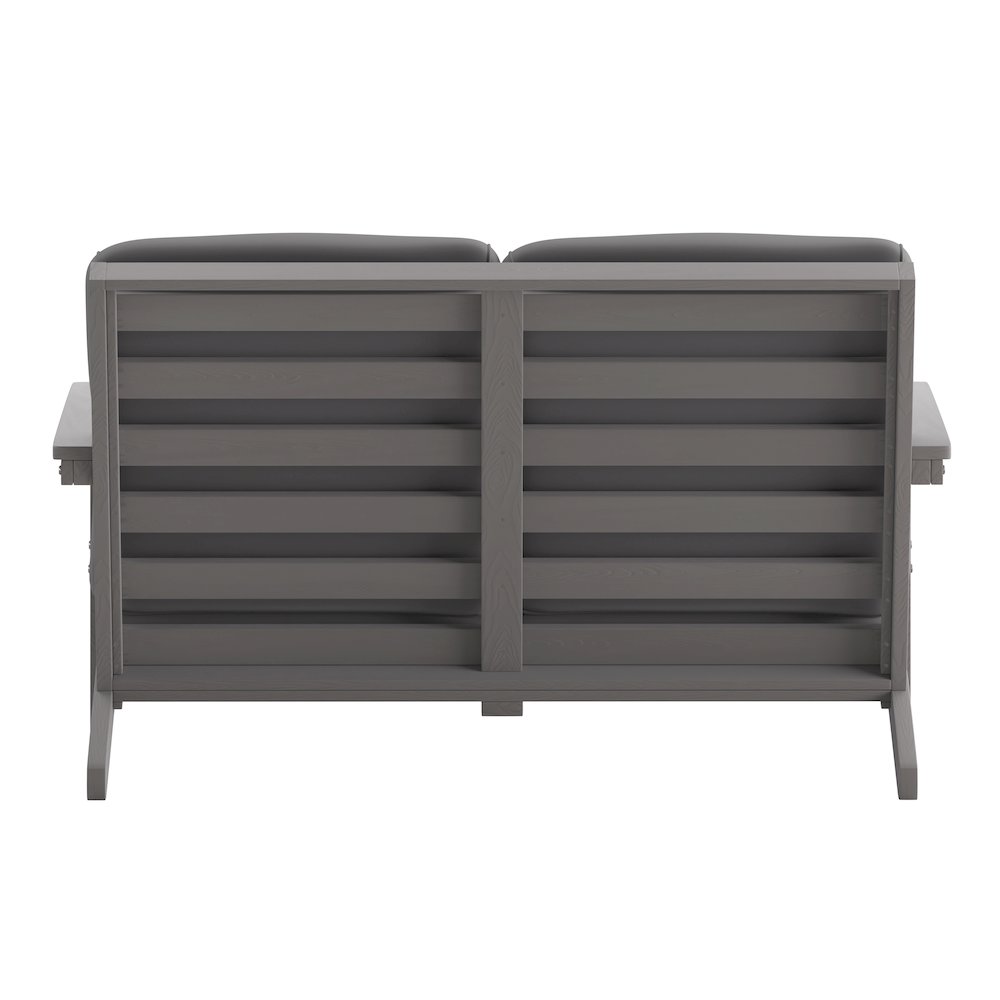 Adirondack Style Deep Seat Patio Loveseat with Cushions, Gray/Gray. Picture 8