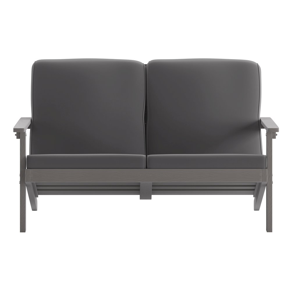Adirondack Style Deep Seat Patio Loveseat with Cushions, Gray/Gray. Picture 11
