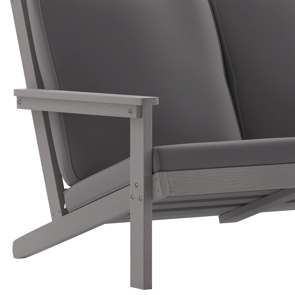 Adirondack Style Deep Seat Patio Loveseat with Cushions, Gray/Gray. Picture 9