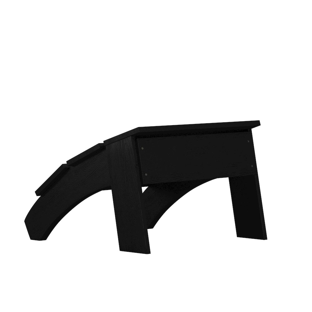 Modern All-Weather Poly Resin Wood Adirondack Ottoman Foot Rest in Black. Picture 6