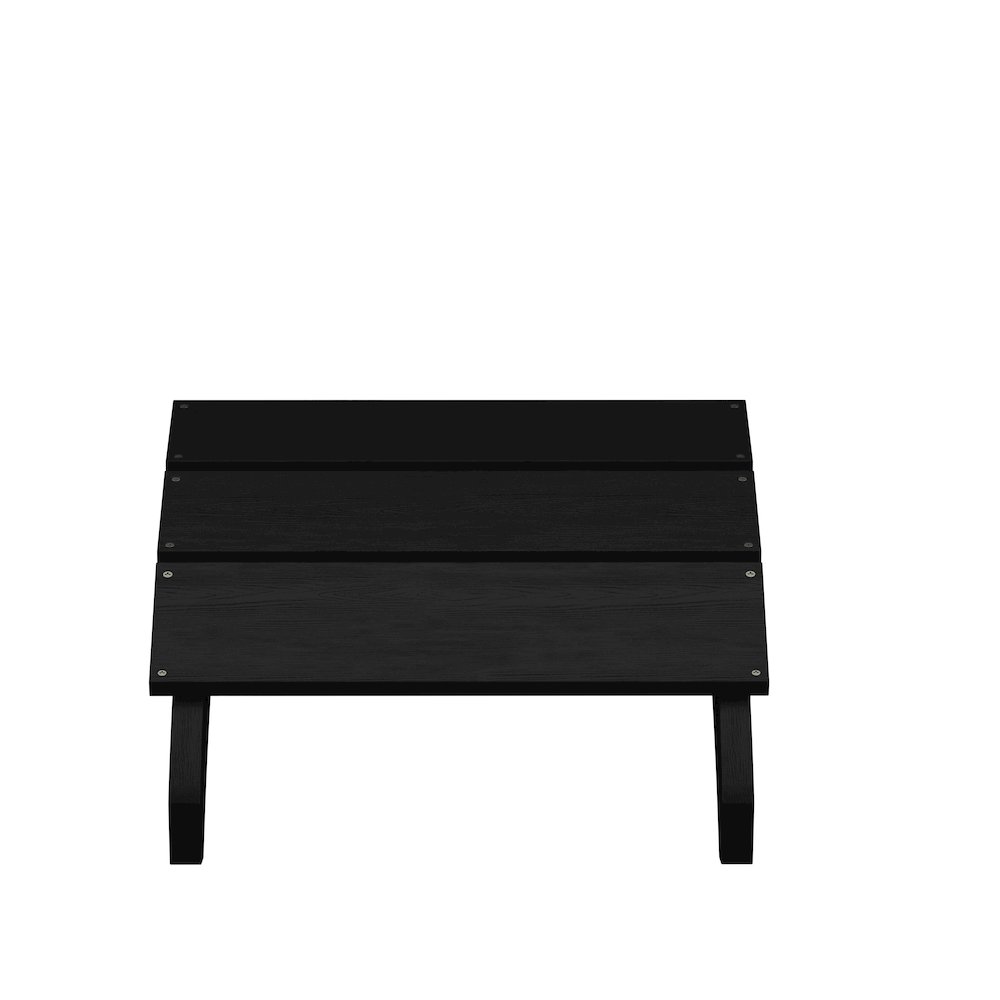 Modern All-Weather Poly Resin Wood Adirondack Ottoman Foot Rest in Black. Picture 9