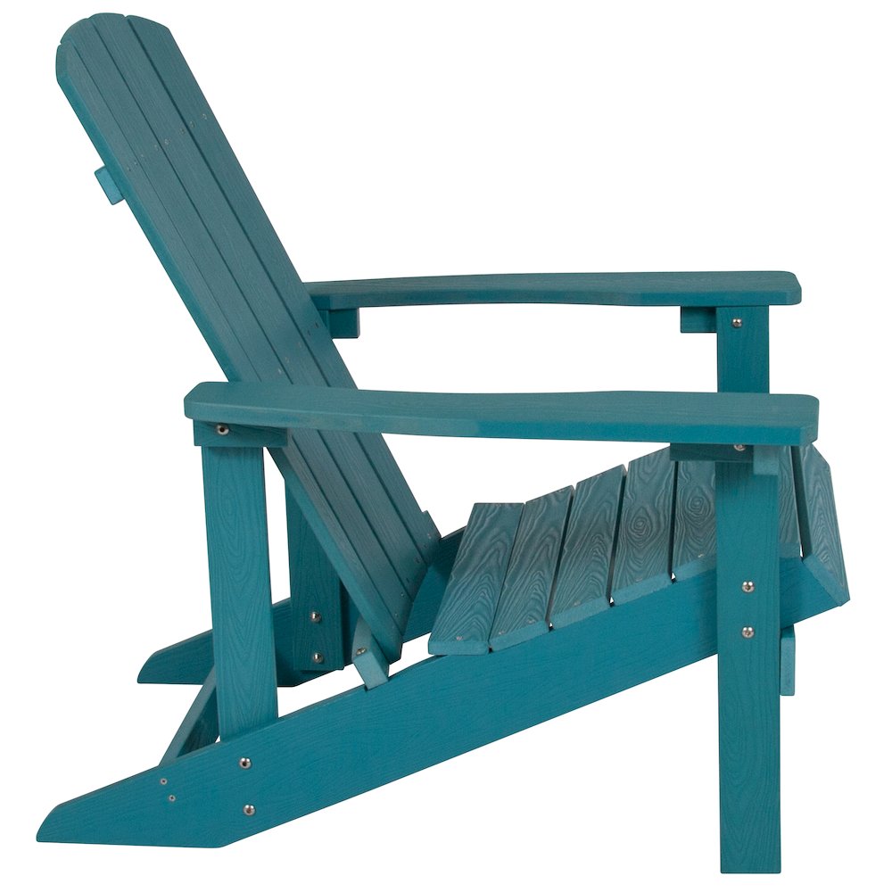 2 Pack All-Weather Poly Resin Wood Adirondack Chairs with Side Table in Sea Foam. Picture 10