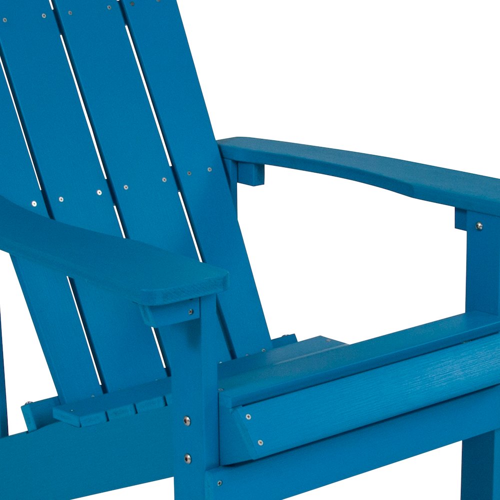 Commercial All-Weather Poly Resin Wood Adirondack Chair in Blue. Picture 8