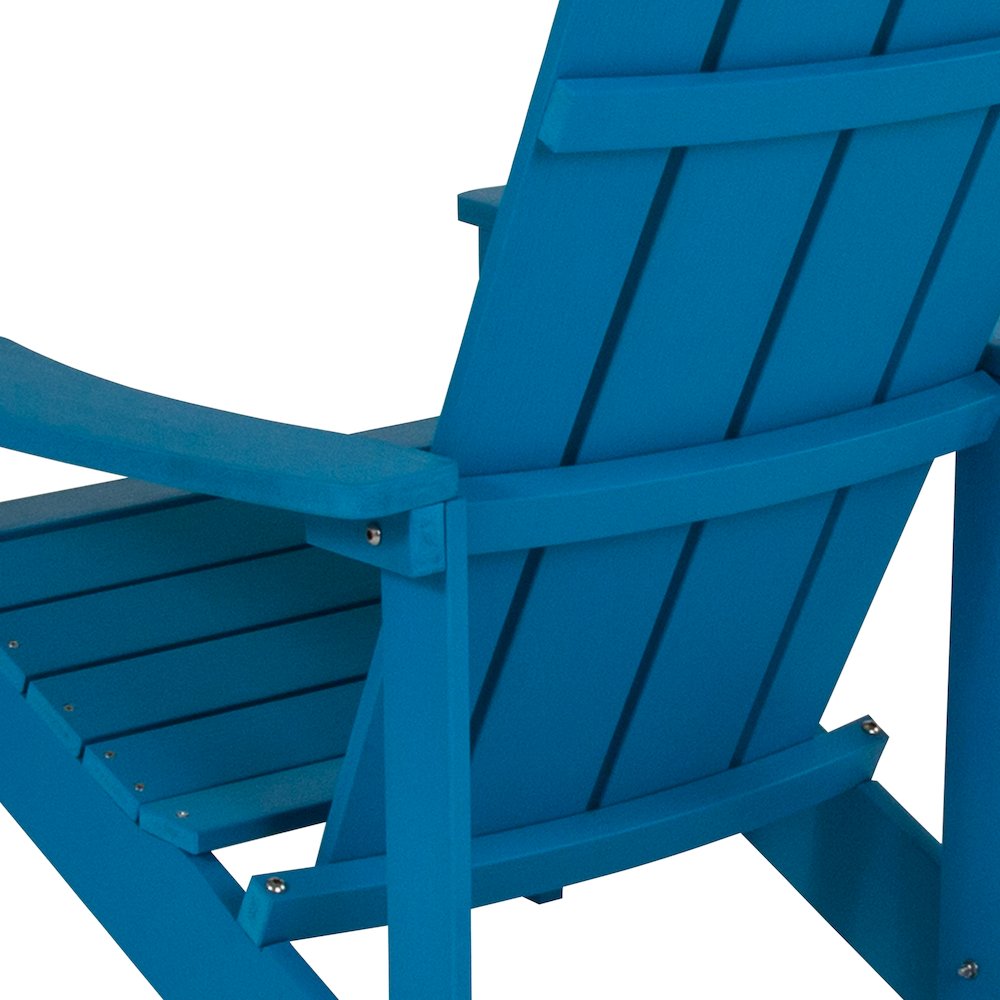 Commercial All-Weather Poly Resin Wood Adirondack Chair in Blue. Picture 11