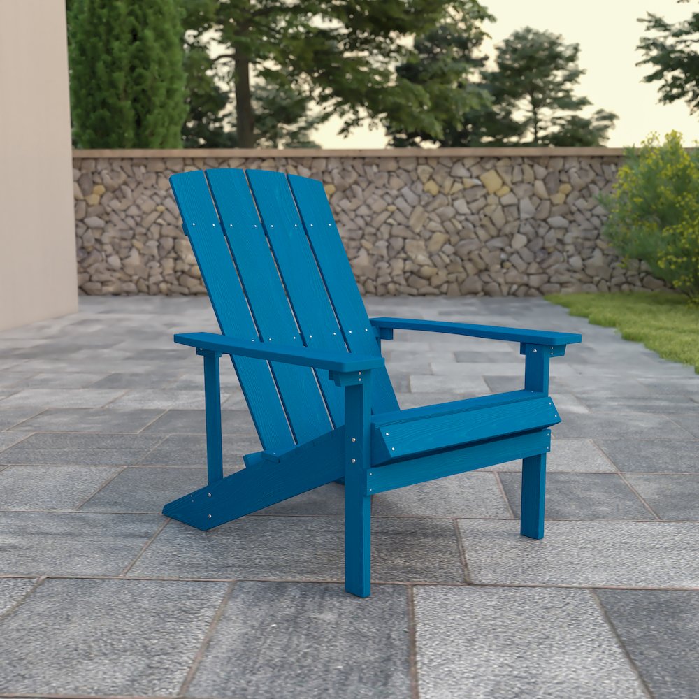 Charlestown All-Weather Poly Resin Wood Adirondack Chair in Blue. Picture 6