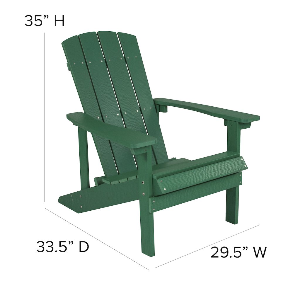 Commercial All-Weather Poly Resin Wood Adirondack Chair in Green. Picture 5