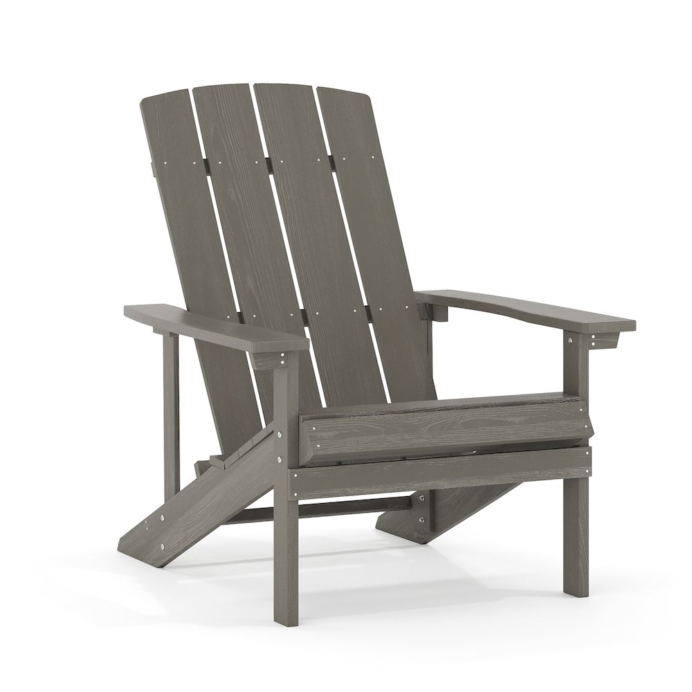 Commercial All-Weather Poly Resin Wood Adirondack Chair in Gray. Picture 1