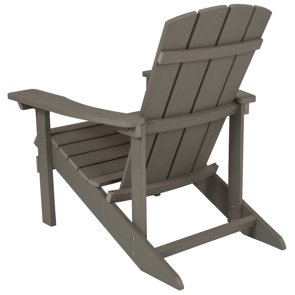 Commercial All-Weather Poly Resin Wood Adirondack Chair in Gray. Picture 13