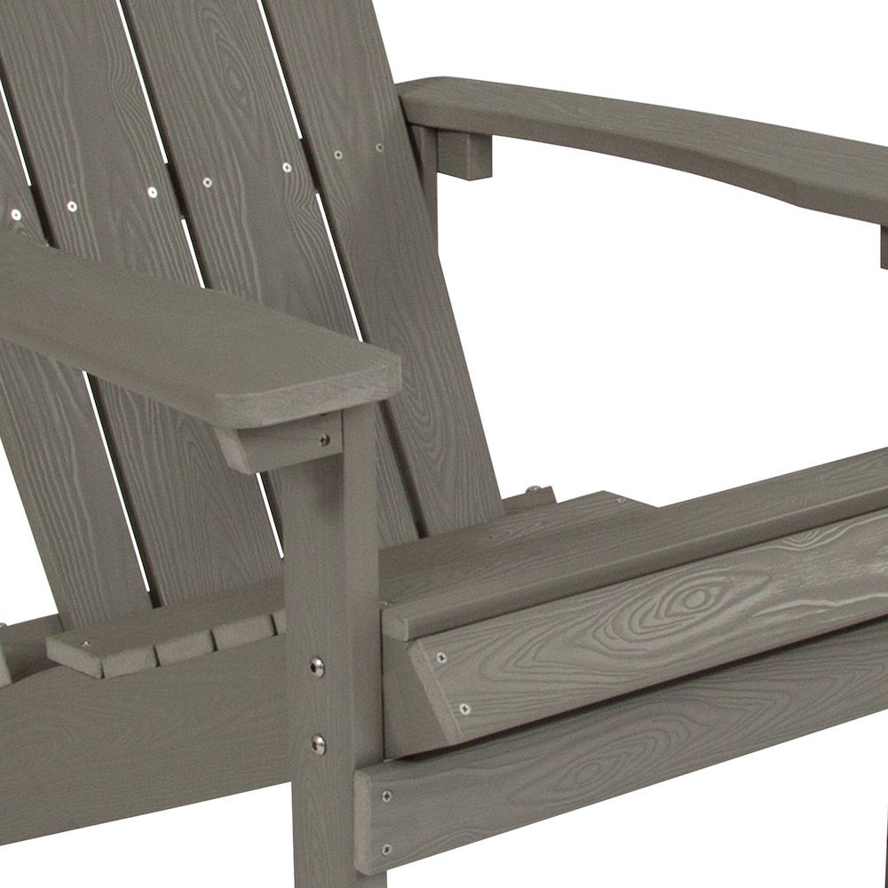 Commercial All-Weather Poly Resin Wood Adirondack Chair in Gray. Picture 14