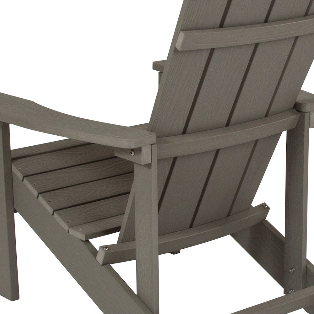 Commercial All-Weather Poly Resin Wood Adirondack Chair in Gray. Picture 17