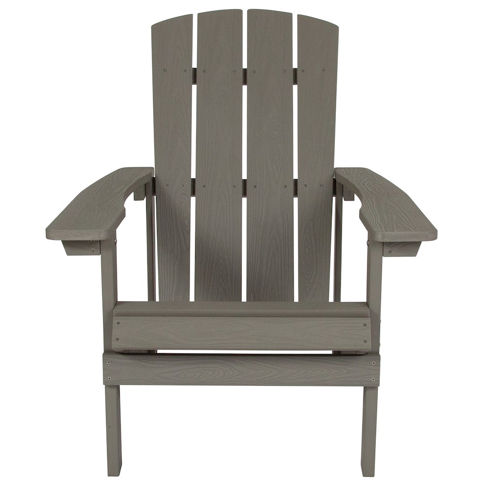 Commercial All-Weather Poly Resin Wood Adirondack Chair in Gray. Picture 16