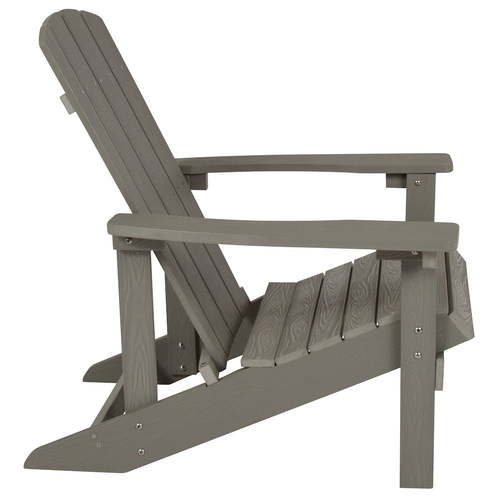 Commercial All-Weather Poly Resin Wood Adirondack Chair in Gray. Picture 15
