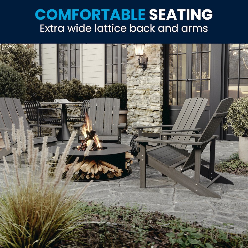 Commercial All-Weather Poly Resin Wood Adirondack Chair in Gray. Picture 8
