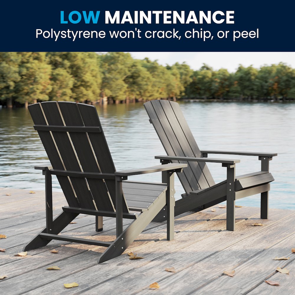 Commercial All-Weather Poly Resin Wood Adirondack Chair in Gray. Picture 10