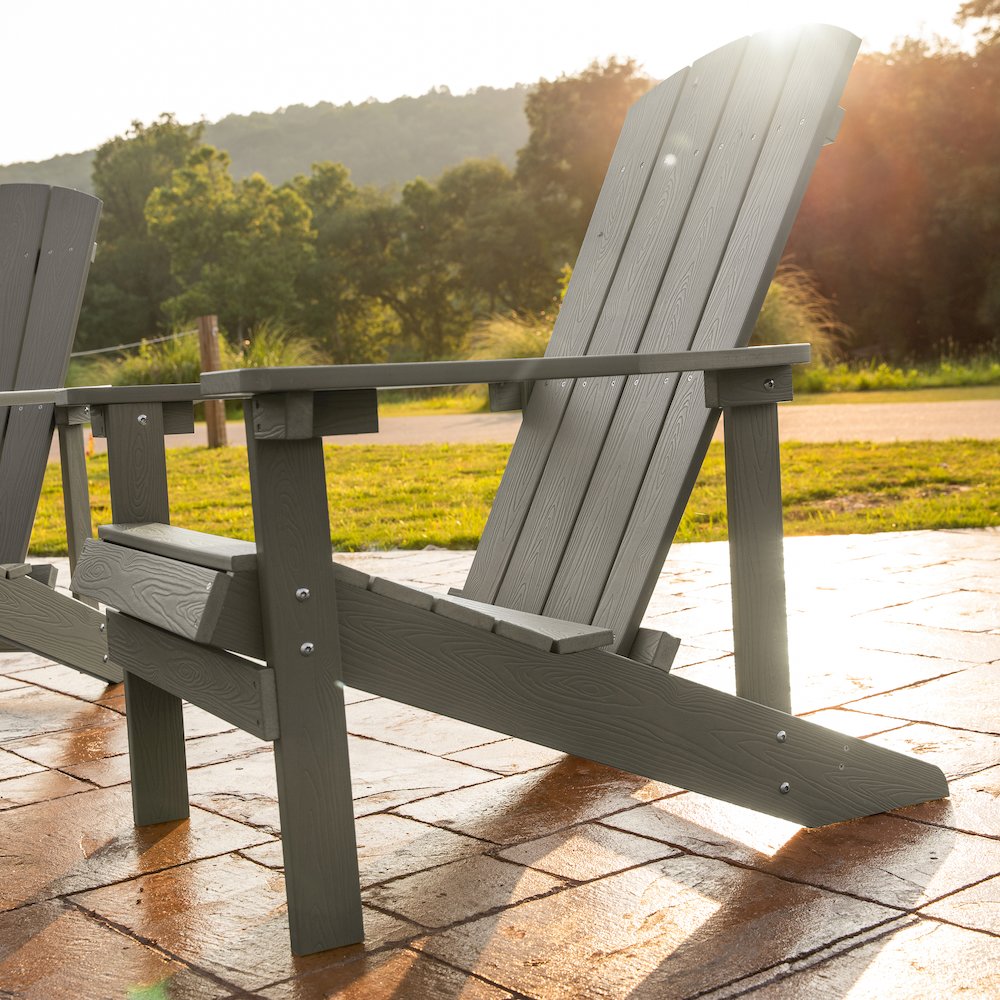 Commercial All-Weather Poly Resin Wood Adirondack Chair in Gray. Picture 12