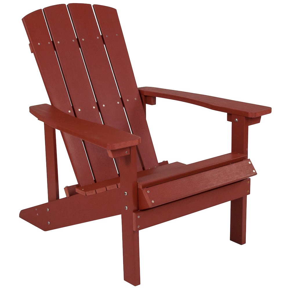 Commercial All-Weather Poly Resin Wood Adirondack Chair in Red. Picture 1