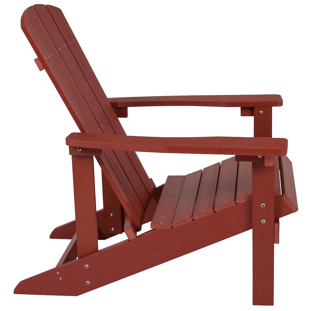 Commercial All-Weather Poly Resin Wood Adirondack Chair in Red. Picture 9