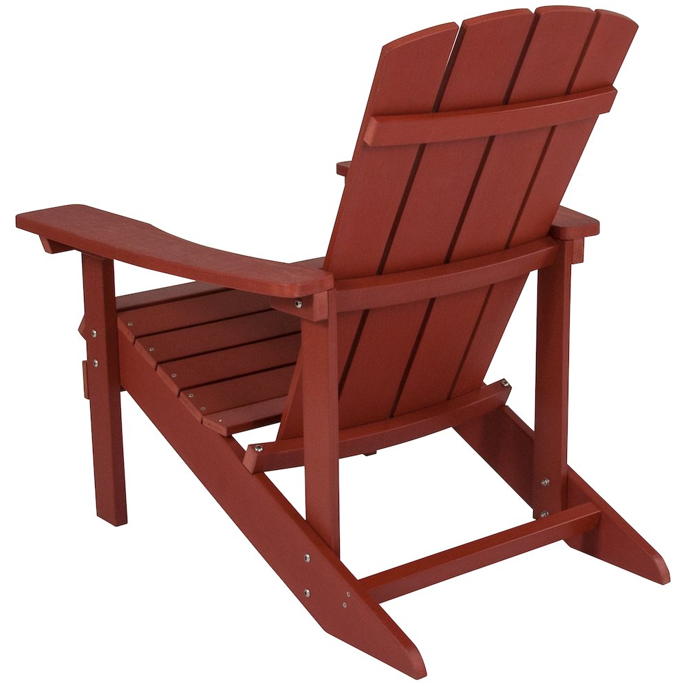 Commercial All-Weather Poly Resin Wood Adirondack Chair in Red. Picture 7