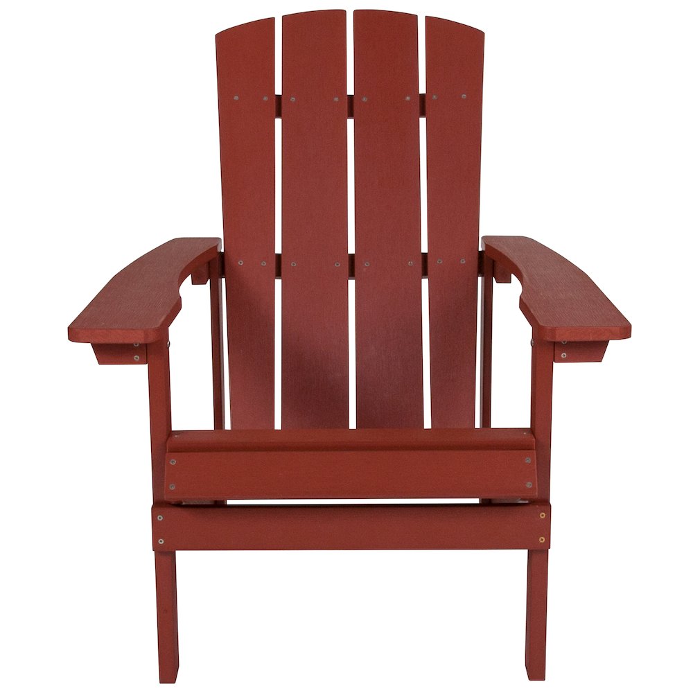 Commercial All-Weather Poly Resin Wood Adirondack Chair in Red. Picture 10