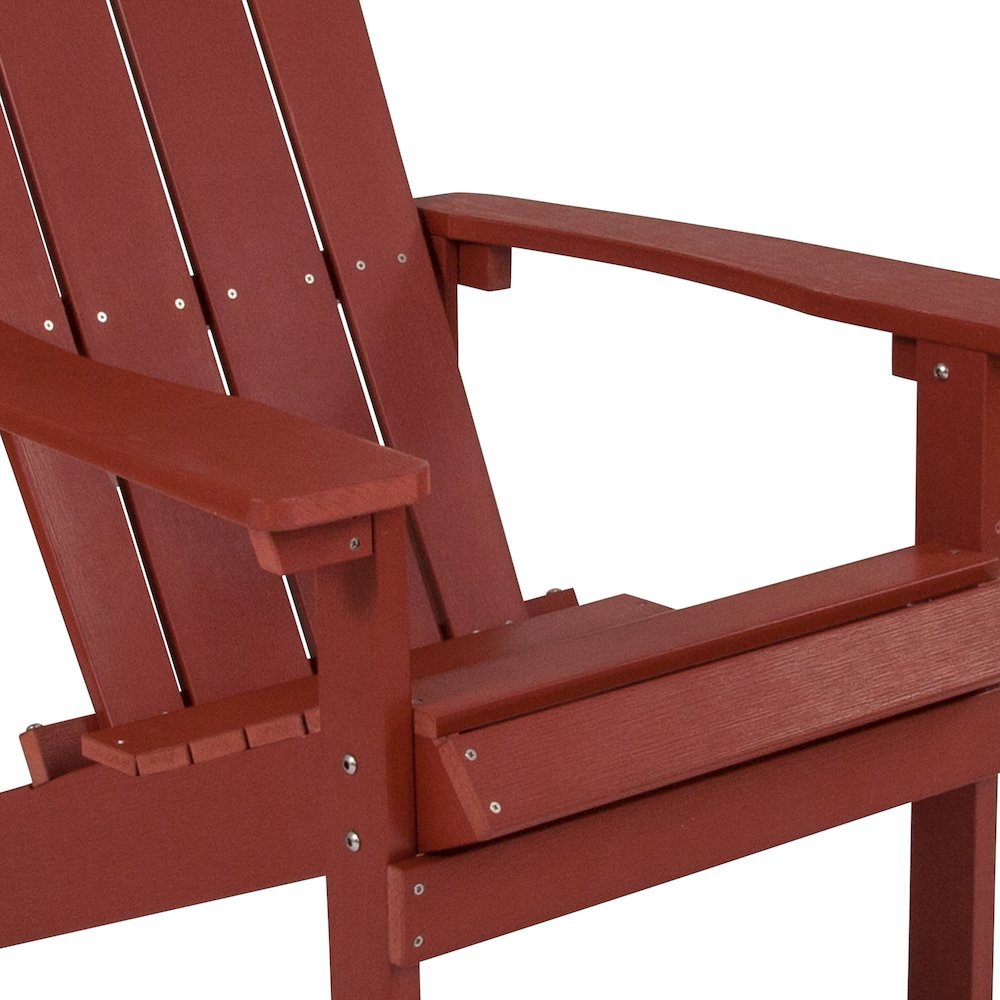 Commercial All-Weather Poly Resin Wood Adirondack Chair in Red. Picture 11