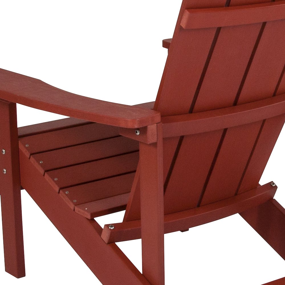 Commercial All-Weather Poly Resin Wood Adirondack Chair in Red. Picture 8