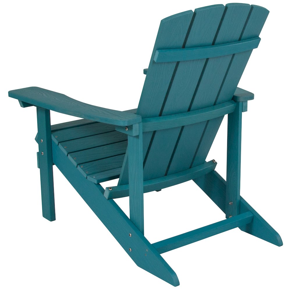 Commercial All-Weather Poly Resin Wood Adirondack Chair in Sea Foam. Picture 7