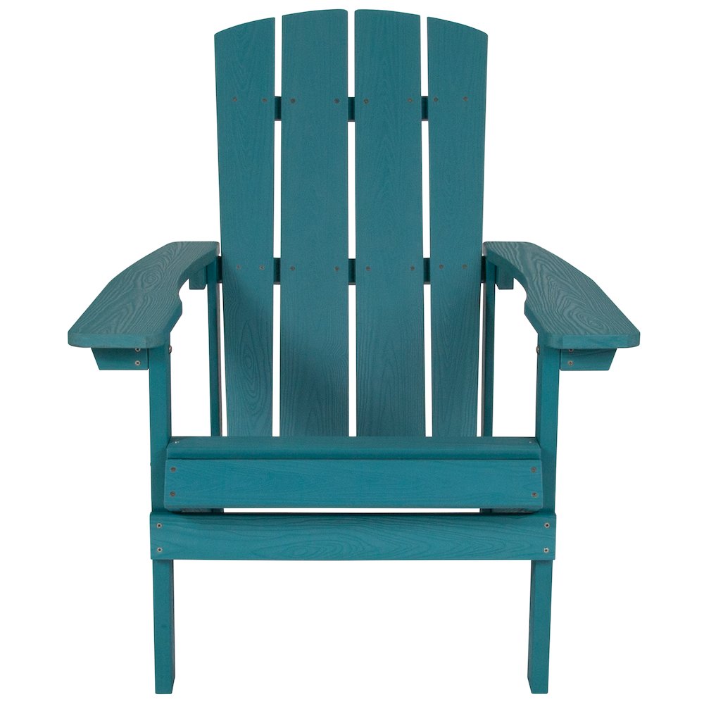 Commercial All-Weather Poly Resin Wood Adirondack Chair in Sea Foam. Picture 10
