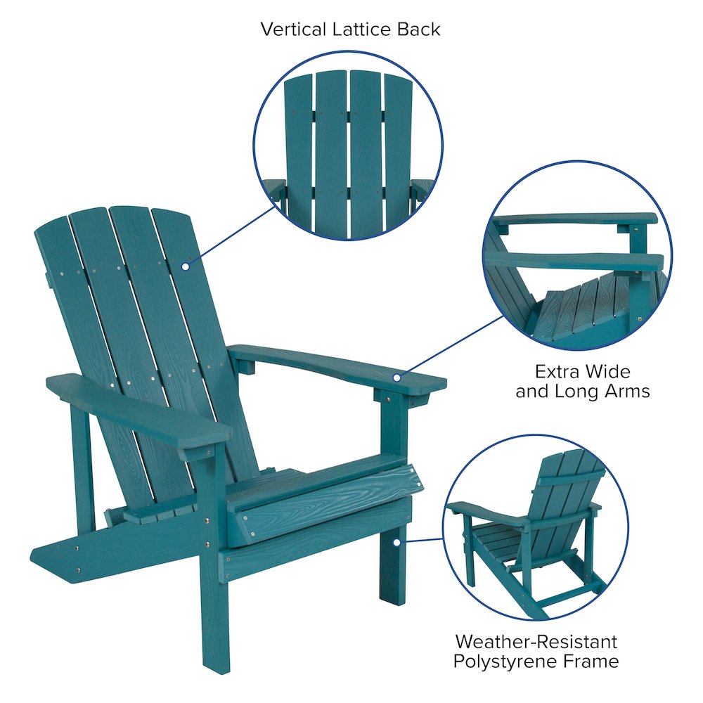 Commercial All-Weather Poly Resin Wood Adirondack Chair in Sea Foam. Picture 5