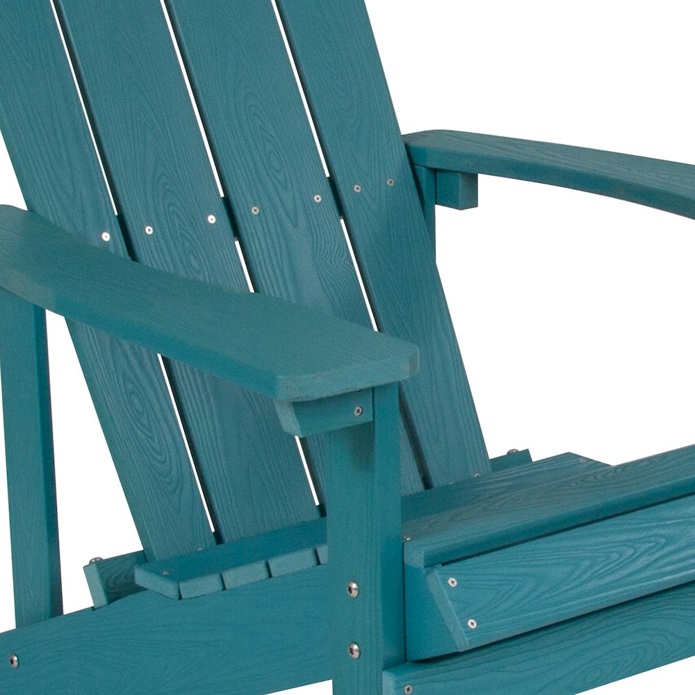 Commercial All-Weather Poly Resin Wood Adirondack Chair in Sea Foam. Picture 8