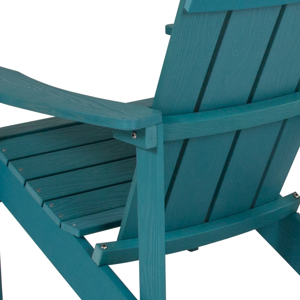 Commercial All-Weather Poly Resin Wood Adirondack Chair in Sea Foam. Picture 11