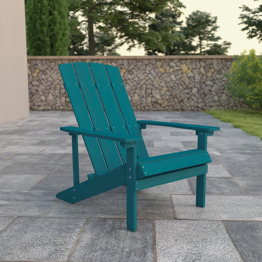 Commercial All-Weather Poly Resin Wood Adirondack Chair in Sea Foam. Picture 2