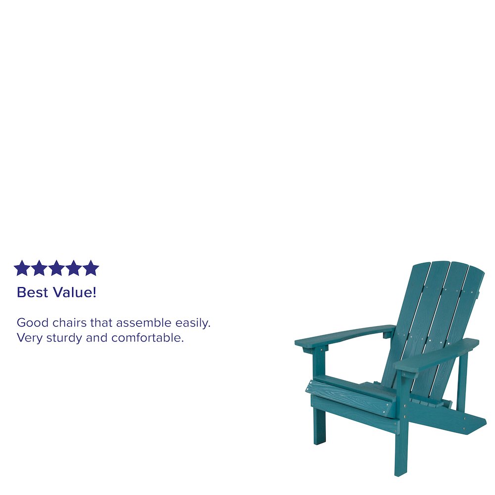 Commercial All-Weather Poly Resin Wood Adirondack Chair in Sea Foam. Picture 4