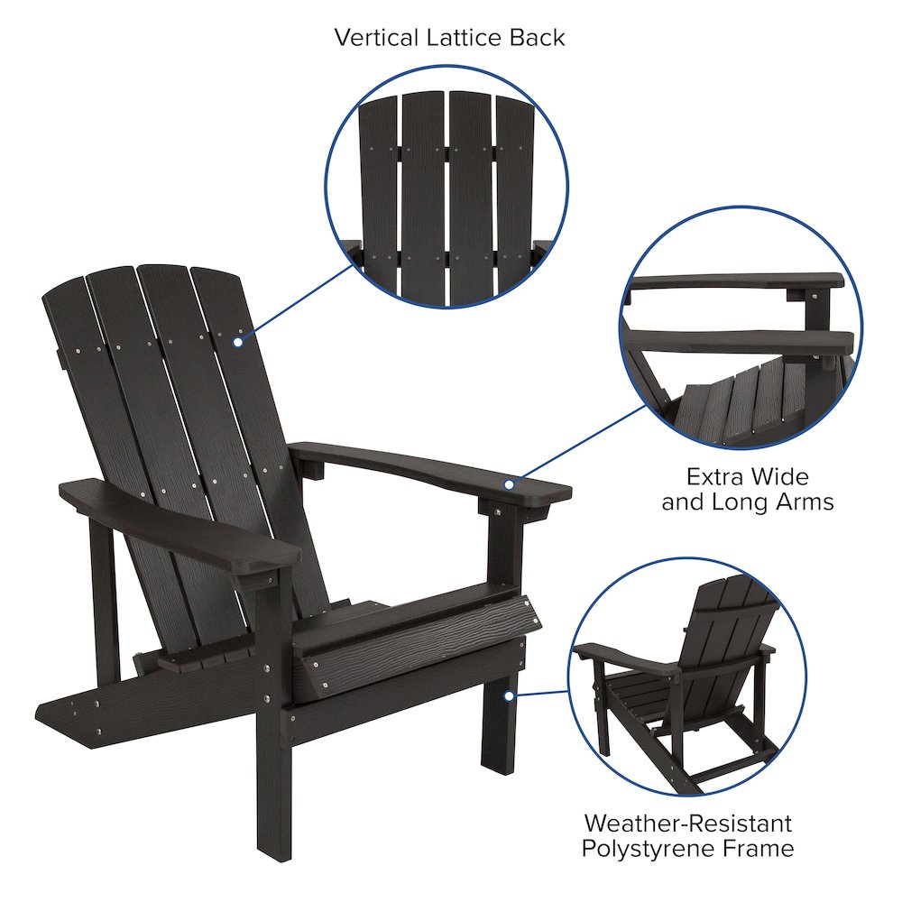 All-Weather Poly Resin Wood Adirondack Chair in Slate Gray. Picture 4