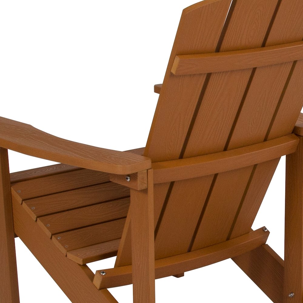 Commercial All-Weather Poly Resin Wood Adirondack Chair in Teak. Picture 10
