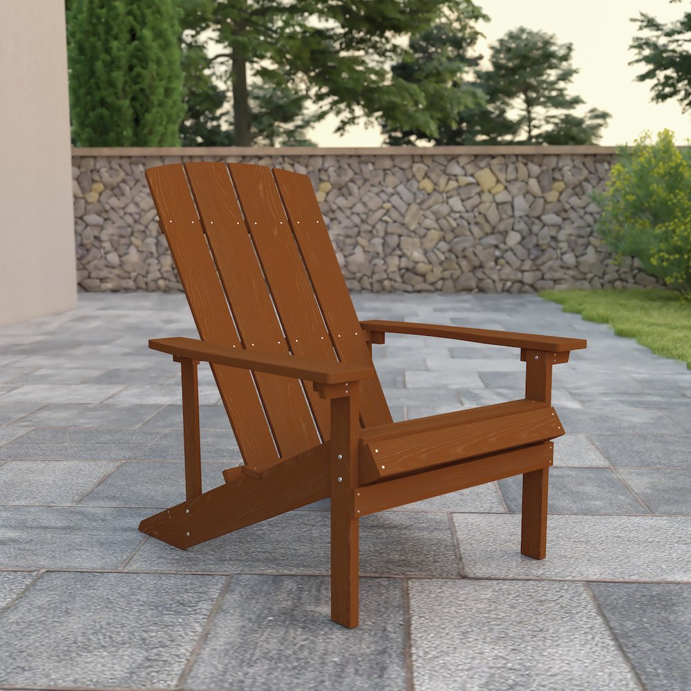 Charlestown All-Weather Poly Resin Wood Adirondack Chair in Teak. Picture 6