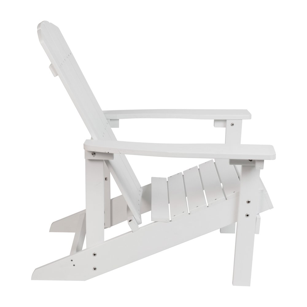 Commercial All-Weather Poly Resin Wood Adirondack Chair in White. Picture 9