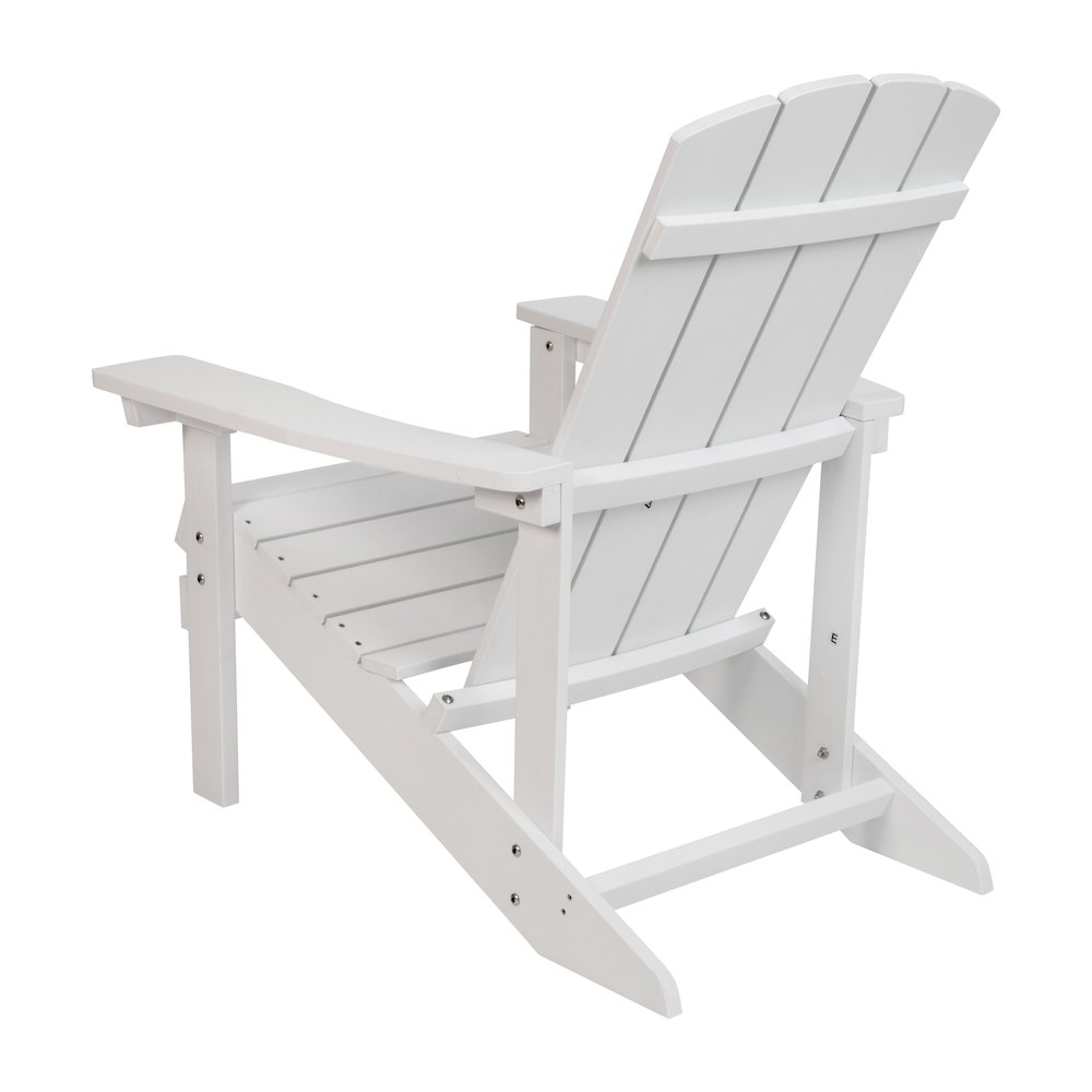 Commercial All-Weather Poly Resin Wood Adirondack Chair in White. Picture 7