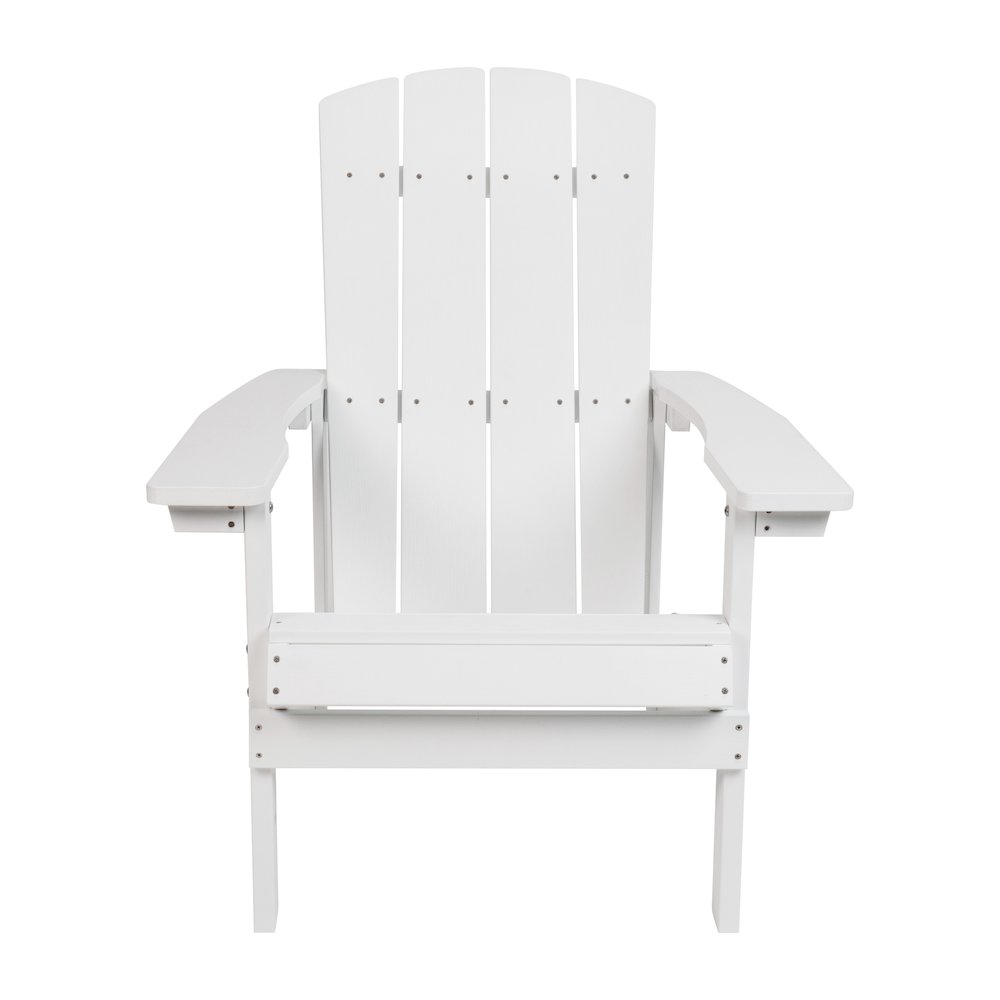 Commercial All-Weather Poly Resin Wood Adirondack Chair in White. Picture 10