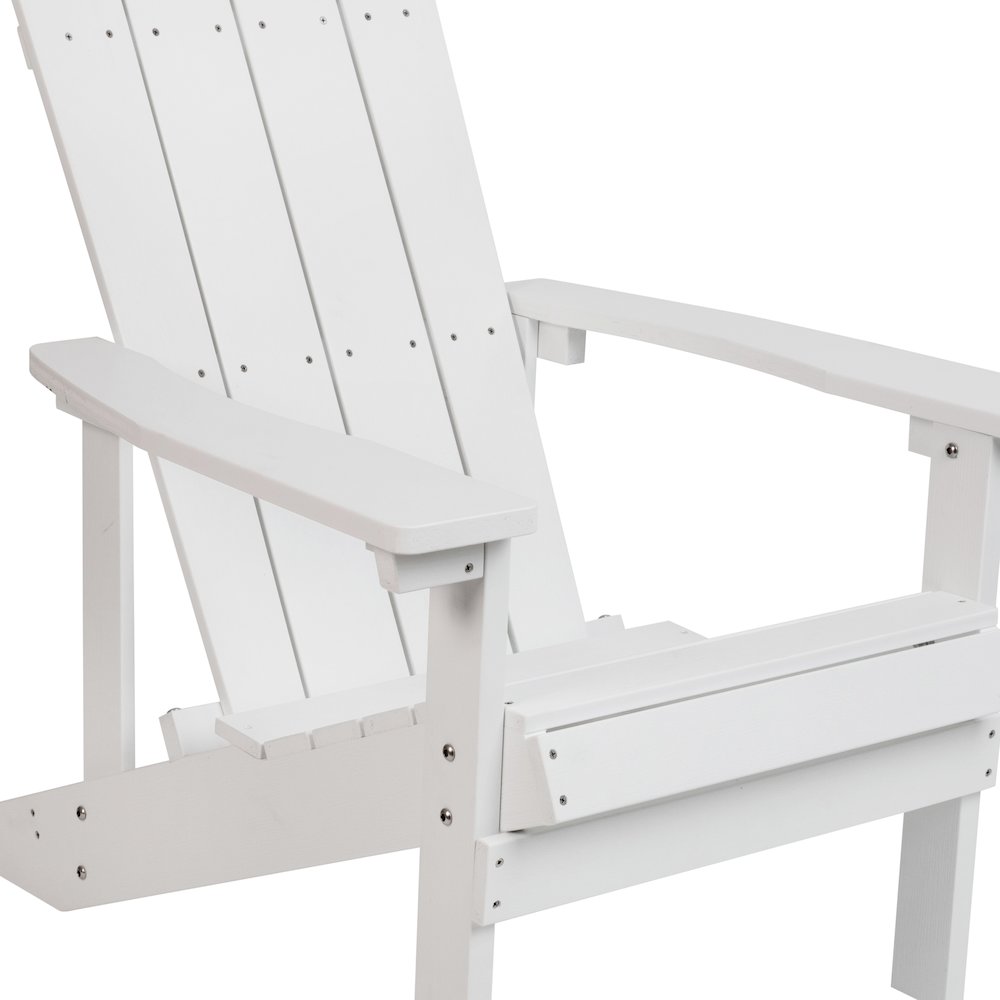 Commercial All-Weather Poly Resin Wood Adirondack Chair in White. Picture 8