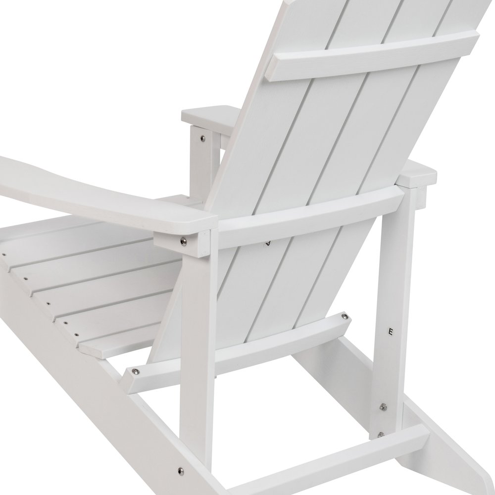 Commercial All-Weather Poly Resin Wood Adirondack Chair in White. Picture 11