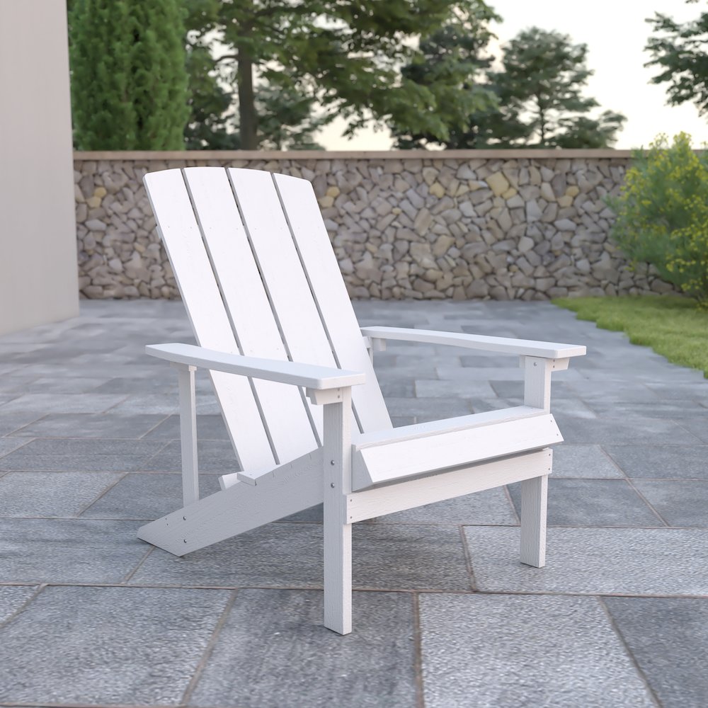 Commercial All-Weather Poly Resin Wood Adirondack Chair in White. Picture 2