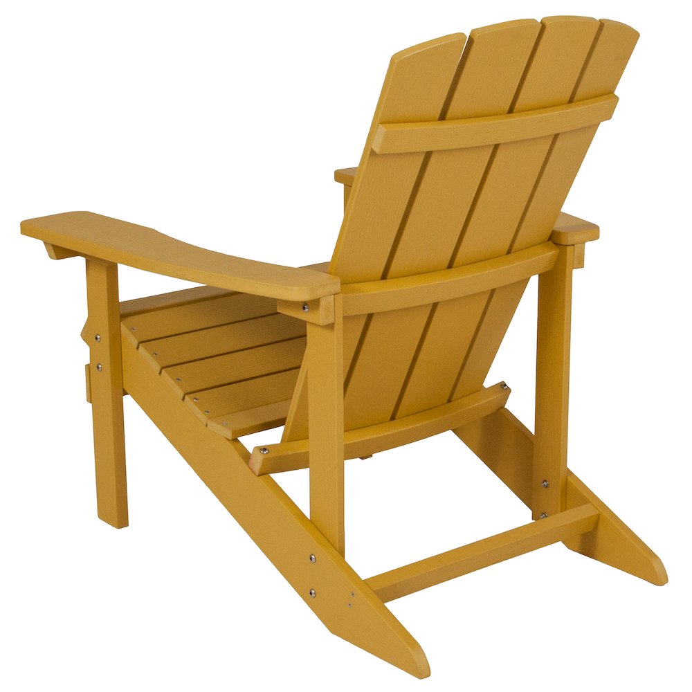 Charlestown All-Weather Poly Resin Wood Adirondack Chair in Yellow. Picture 3
