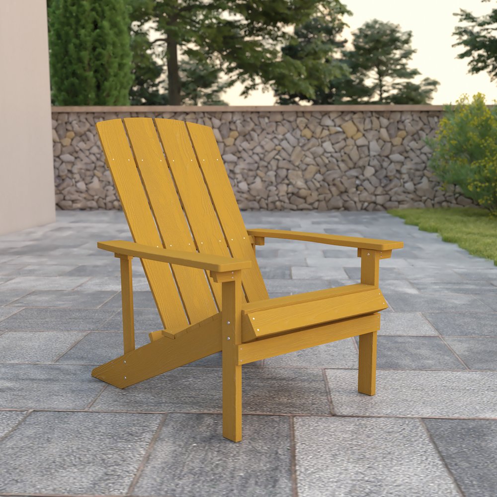 Charlestown All-Weather Poly Resin Wood Adirondack Chair in Yellow. Picture 5