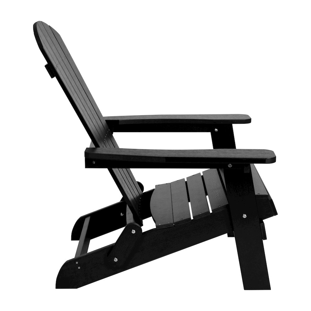 2 Pack All-Weather Poly Resin Folding Adirondack Chairs with Side Table in Black. Picture 11